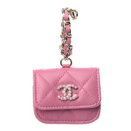 Chanel Caviar Quilted Crystal CC Airpods Pro Case Pink 1 of 5