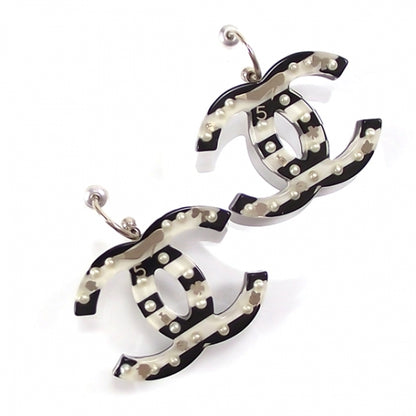 Chanel Lucite Pearl CC Earrings Black/White 1 of 5