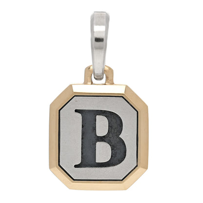 David Yurman Sterling Silver 14K Yellow Gold 17mm Amulet Initial B Pendant 1 of 5