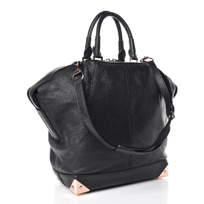 Alexander Wang Pebbled Calfskin Large Emile Black Rose Gold Hardware 3 of 15