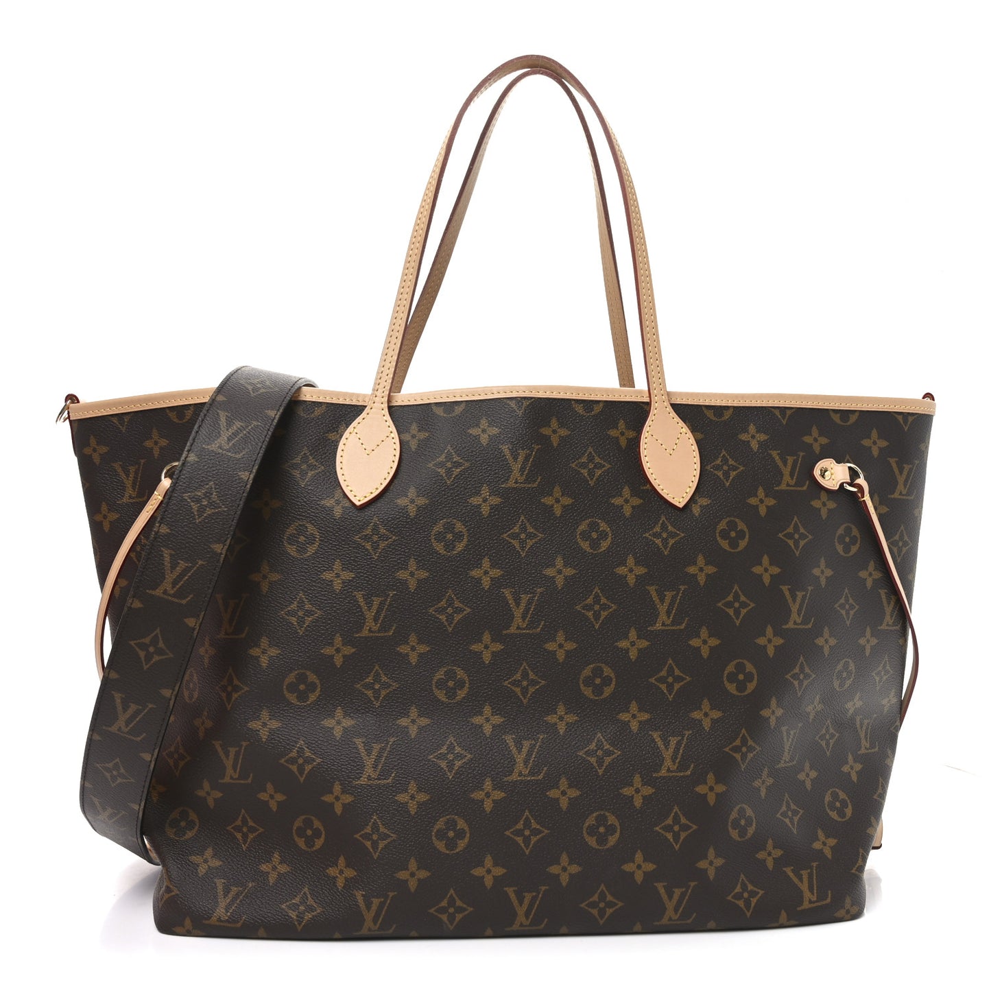 Monogram Stamped Inside Out Neverfull Bandouliere GM Beige