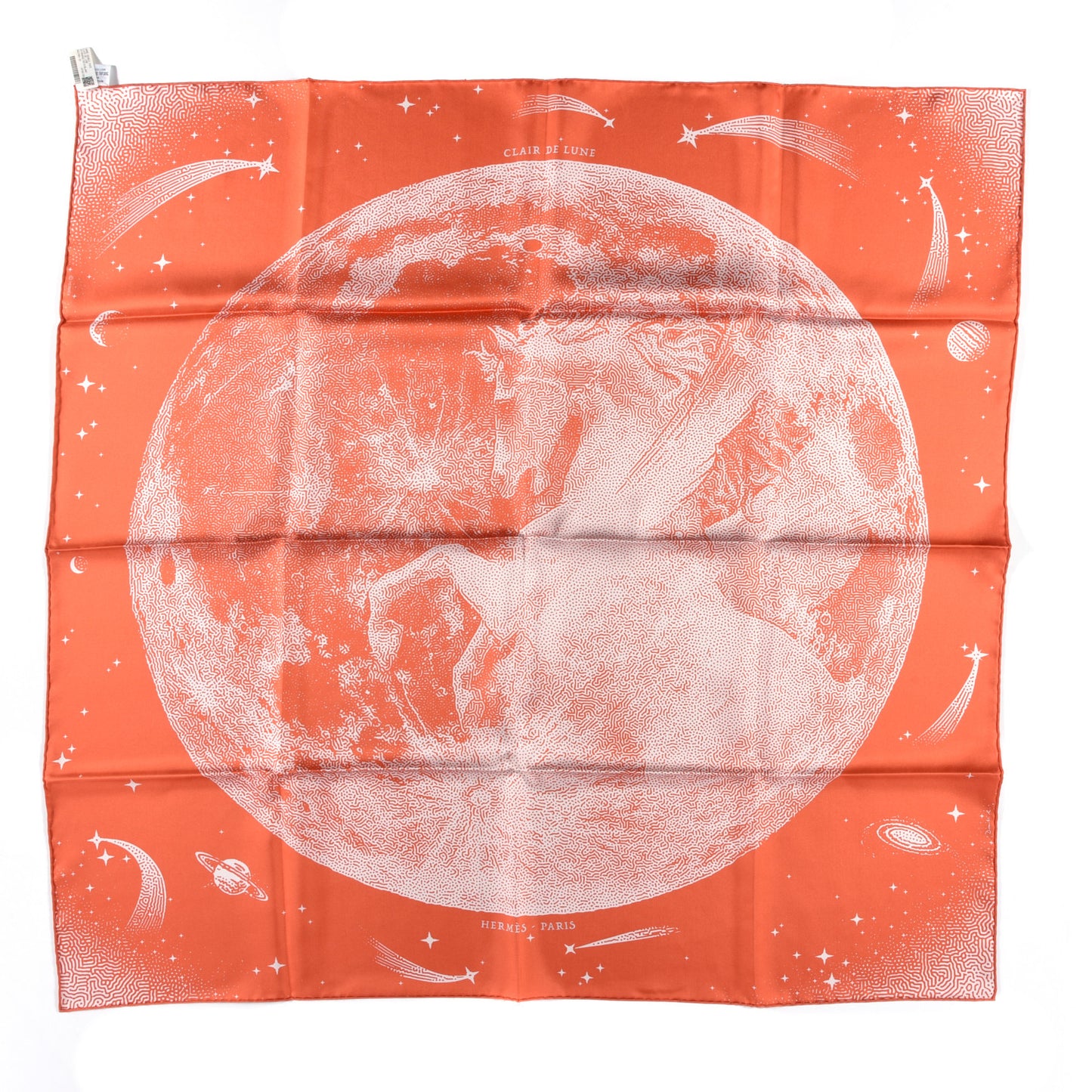 Silk Double Face Clair De Lune Scarf 90 Orange Gris White