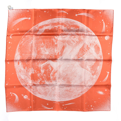 Hermes Silk Double Face Clair De Lune Scarf 90 Orange Gris White 1 of 5