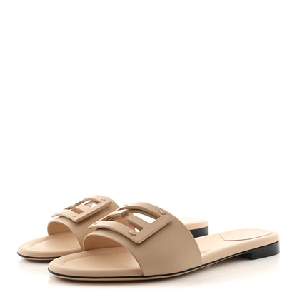 Fendi Vitello Cuoio Baguette Flat Slide Sandals 39.5 Poudre 4 of 9