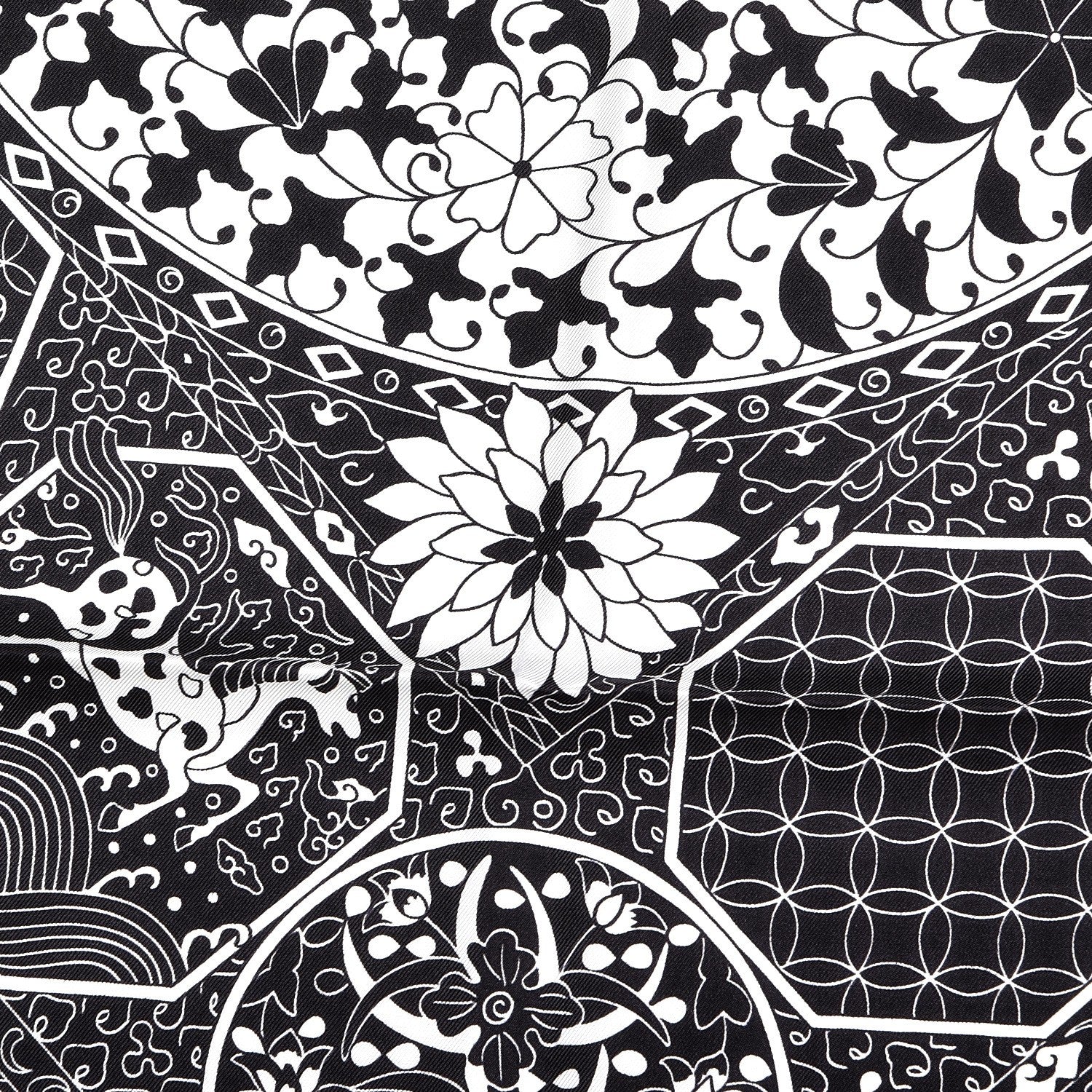 Hermes Silk Collections Imperiales Scarf 90 White Black 4 of 7