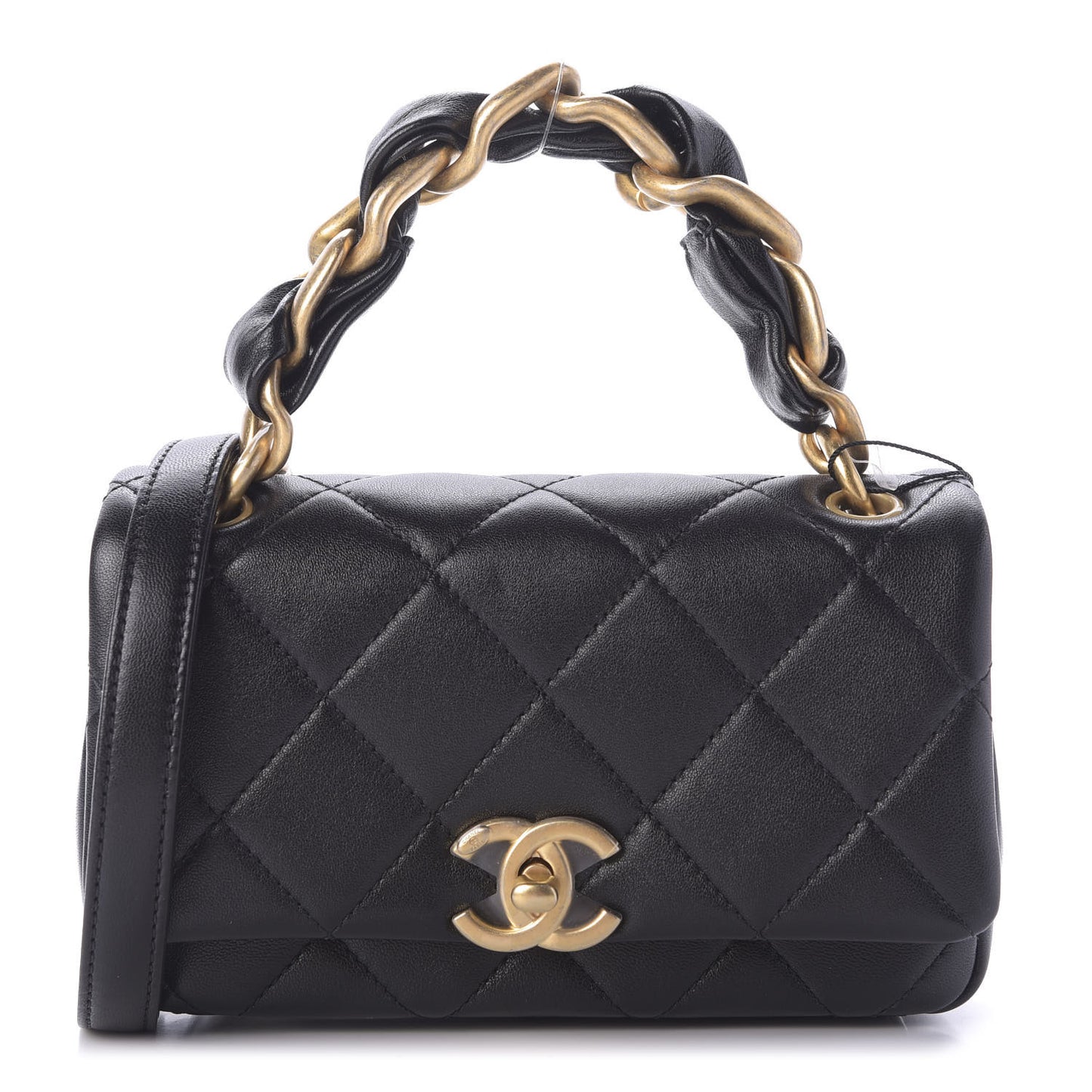 Shiny Lambskin Small Chain Is More Flap Black