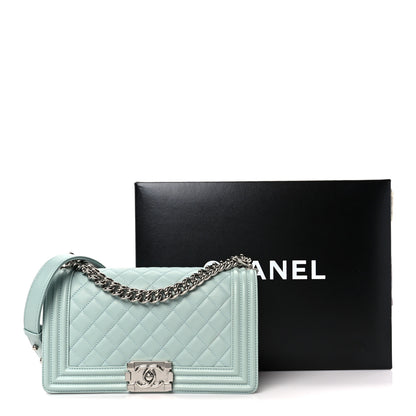 Chanel Calfskin Quilted Medium Boy Flap Light Blue 11 of 11