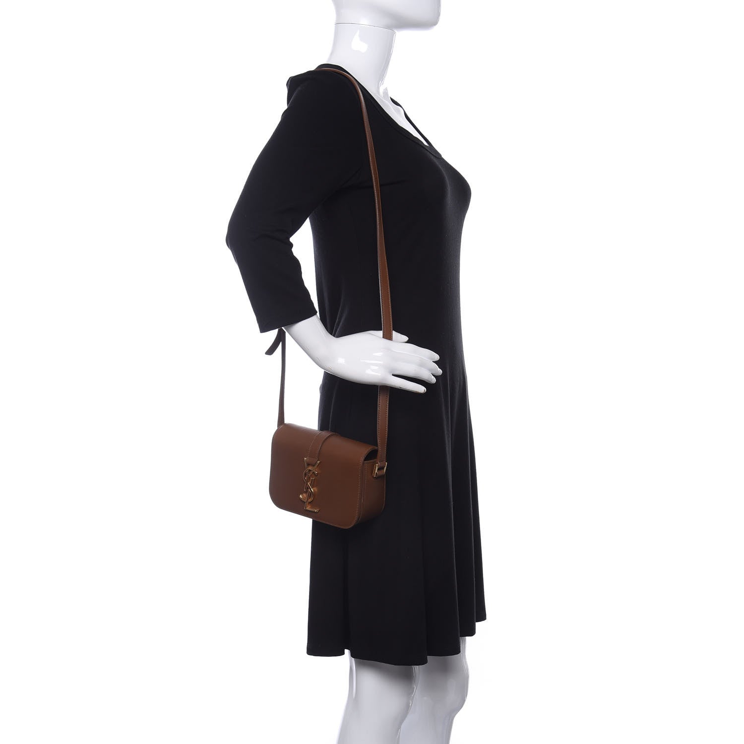 Saint Laurent Smooth Calfskin Small Monogram Université Shoulder Bag Dark Beige 2 of 8
