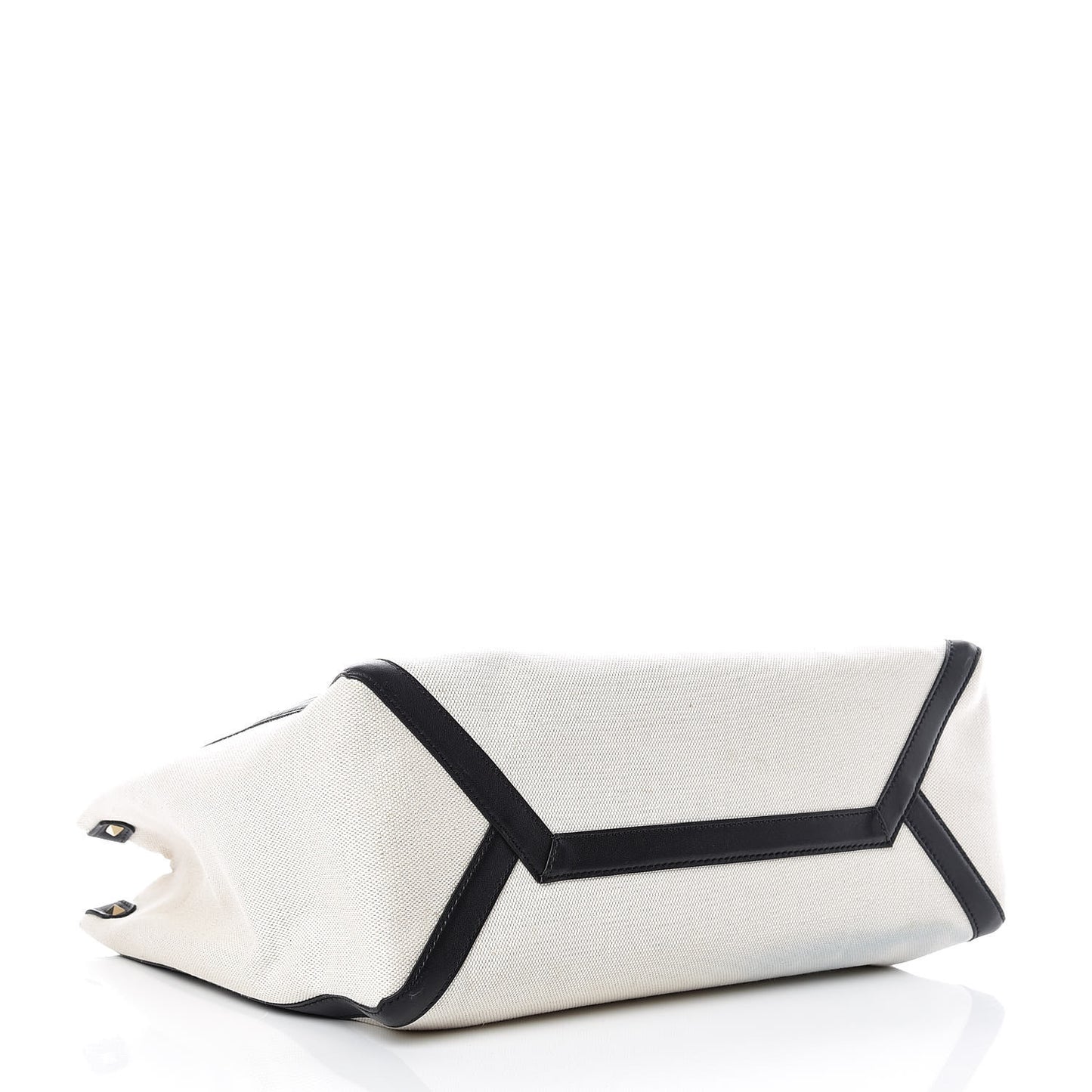Canvas Calfskin VLTN Print Small Rockstud Tote Naturale Black