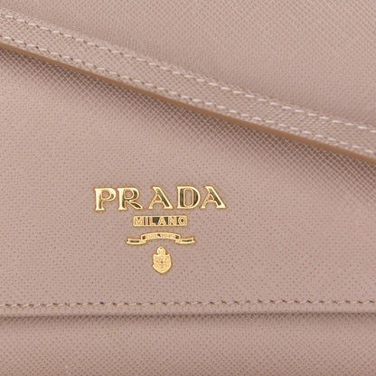 Prada Saffiano Metal Flap Wallet with Strap Cammeo 9 of 12