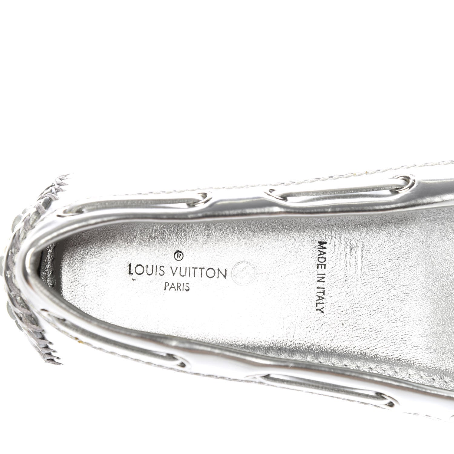 Louis Vuitton Calfskin Monogram Gloria Loafers 37.5 Silver 8 of 10