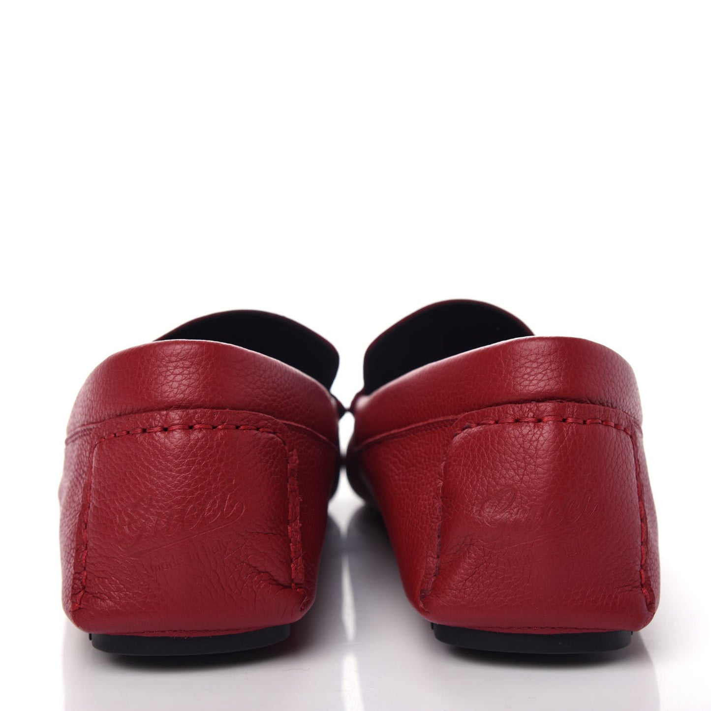 Calfskin Web Mens Driver Loafers 9 Red