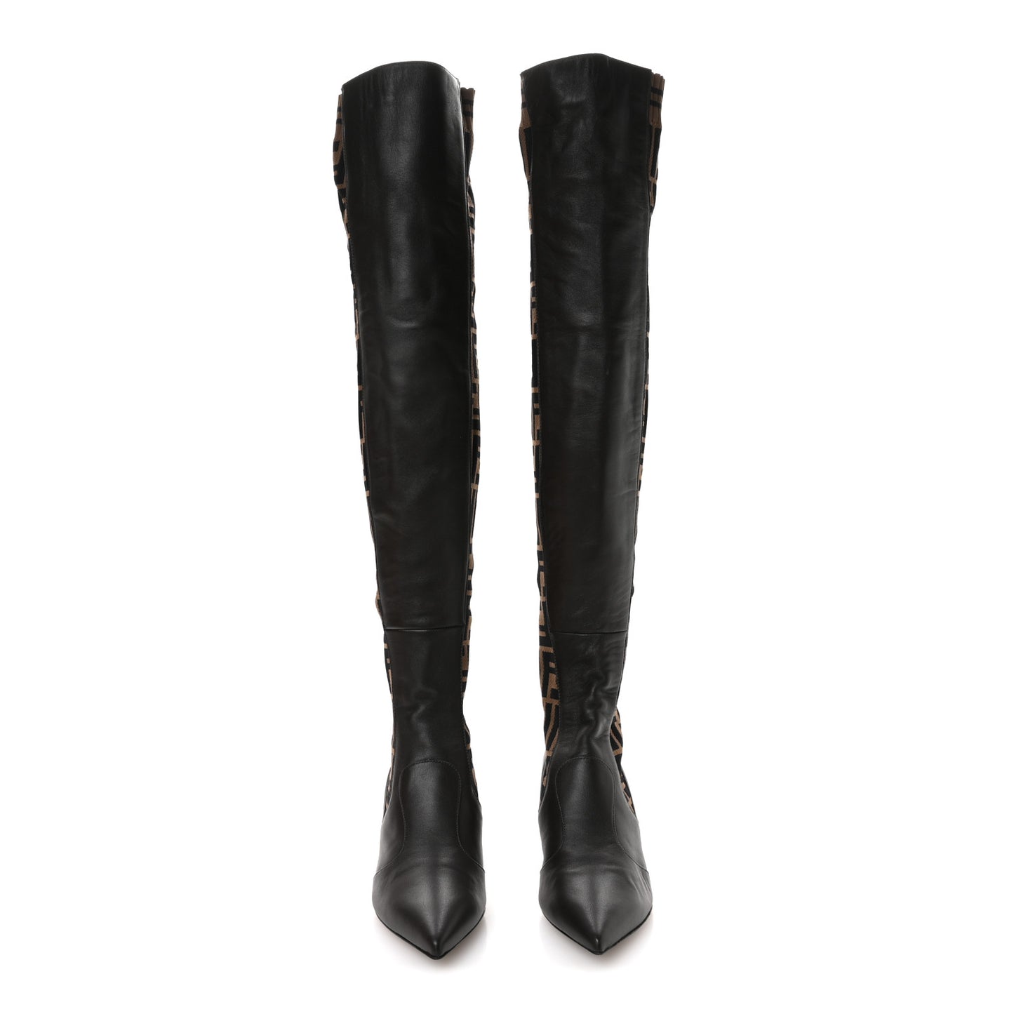 Nappa Microfiber Fabric FF Rockoko Thigh High Boots 37 Ebano Tobacco Black