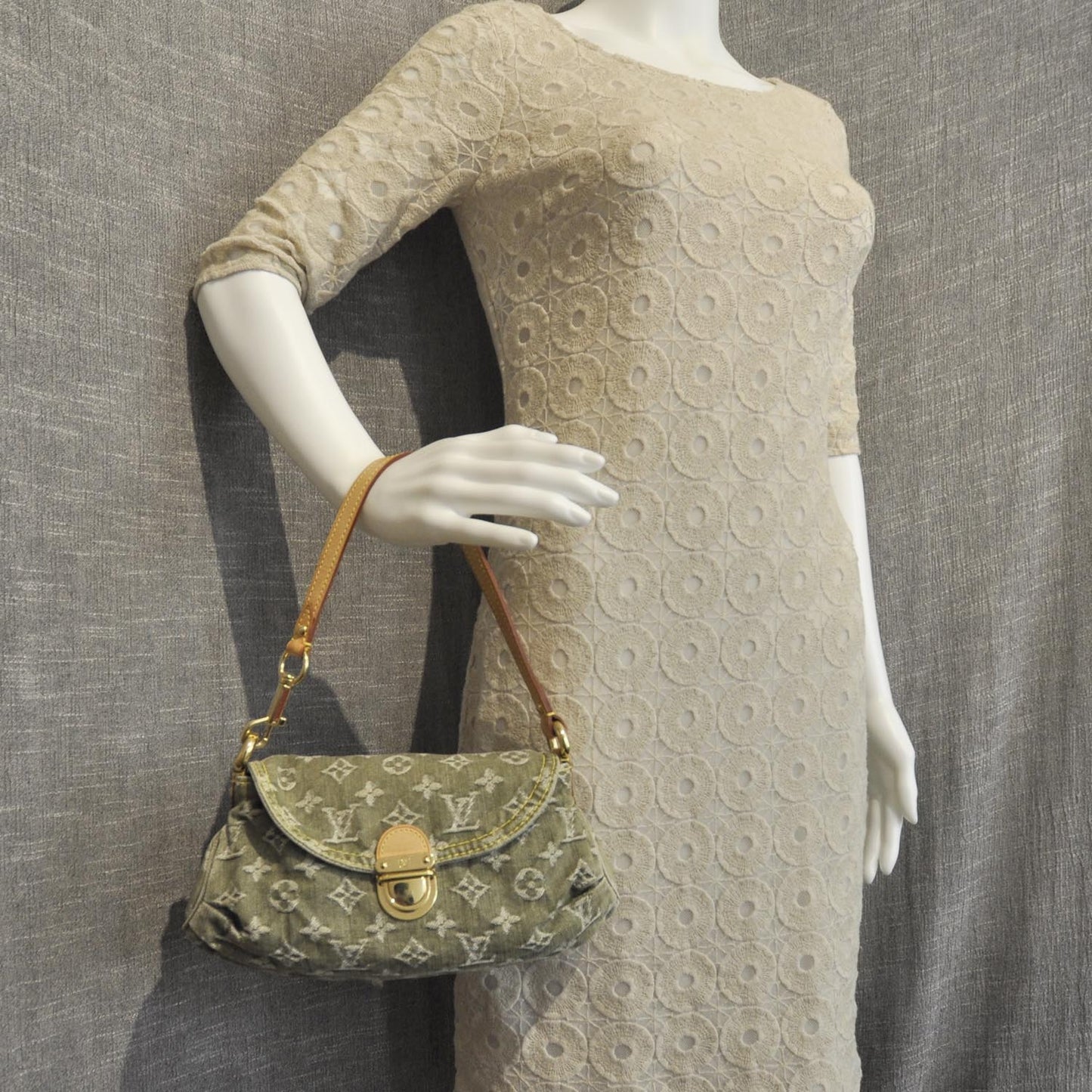 Monogram Denim Mini Pleaty Lichen