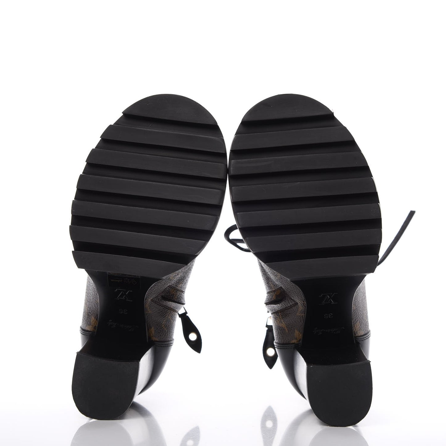 Patent Calfskin Monogram Star Trail Ankle Boots 36 Black