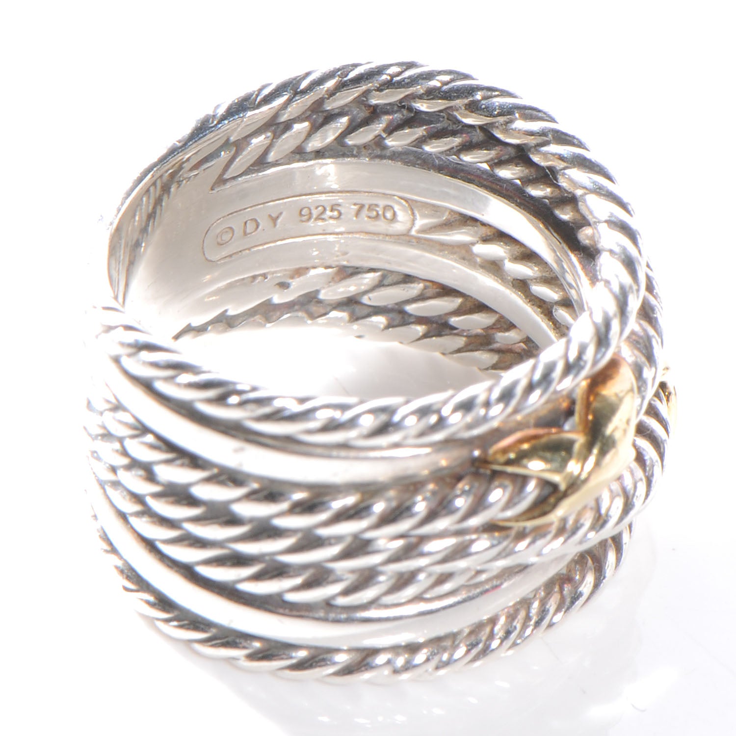 David Yurman Sterling Silver 18K Yellow Gold Double X Crossover Ring 52 6 3 of 5