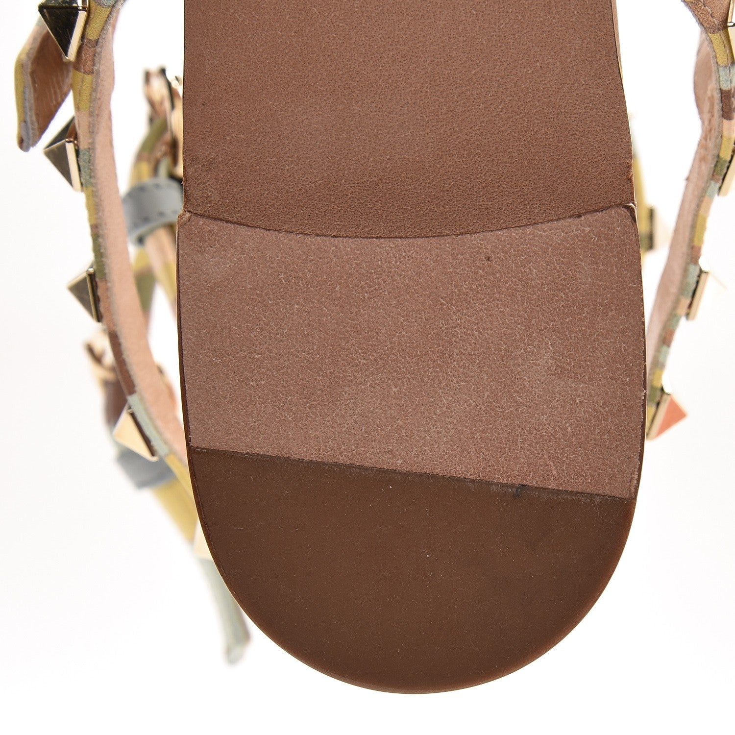 Valentino Garavani Calfskin Native Couture 1975 Rockstud Ankle Wrap Flat Thong Sandals 39.5 Multicolor 8 of 9