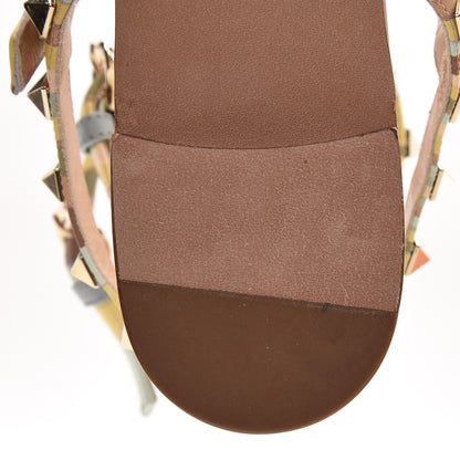 Valentino Garavani Calfskin Native Couture 1975 Rockstud Ankle Wrap Flat Thong Sandals 39.5 Multicolor 8 of 9