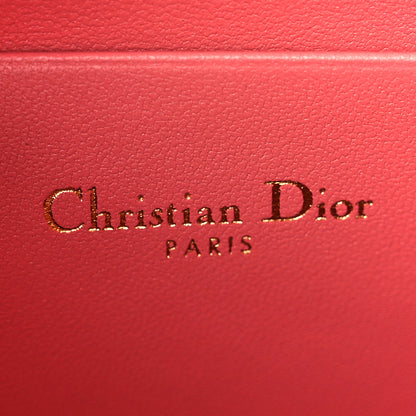 Christian Dior Calfskin Cannage Caro Zipped Pouch With Chain Coral Powder 7 of 10