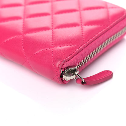 Chanel Lambskin Quilted Large Gusset Zip Around Wallet Fuchsia 12 of 12
