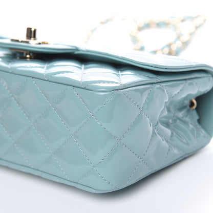 Chanel Patent Calfskin Quilted Mini Rectangular Flap Light Blue 9 of 10