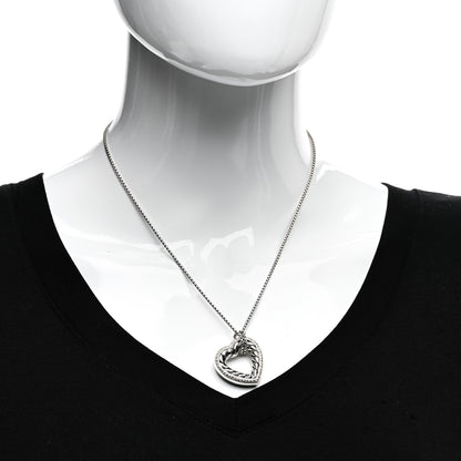 David Yurman Sterling Silver Diamond Large Open Heart Cable Necklace 2 of 4