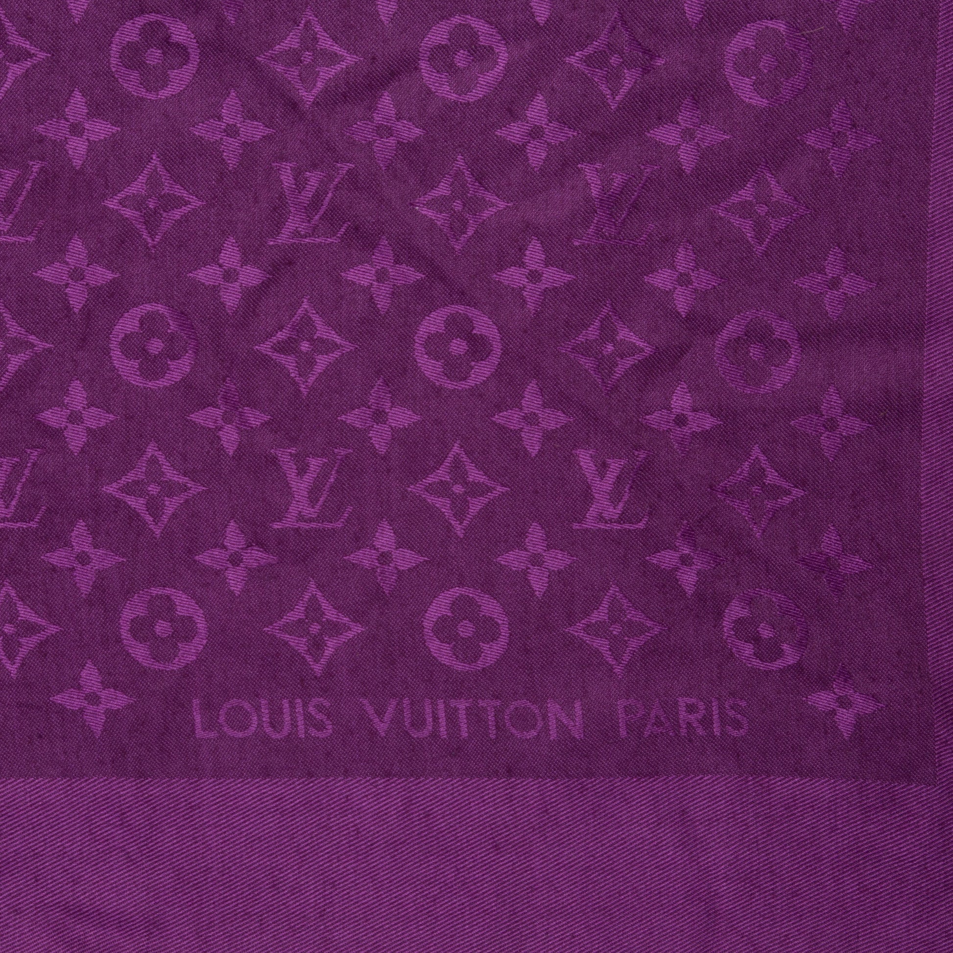 Louis Vuitton Silk Wool Monogram Shawl Cassis 4 of 5