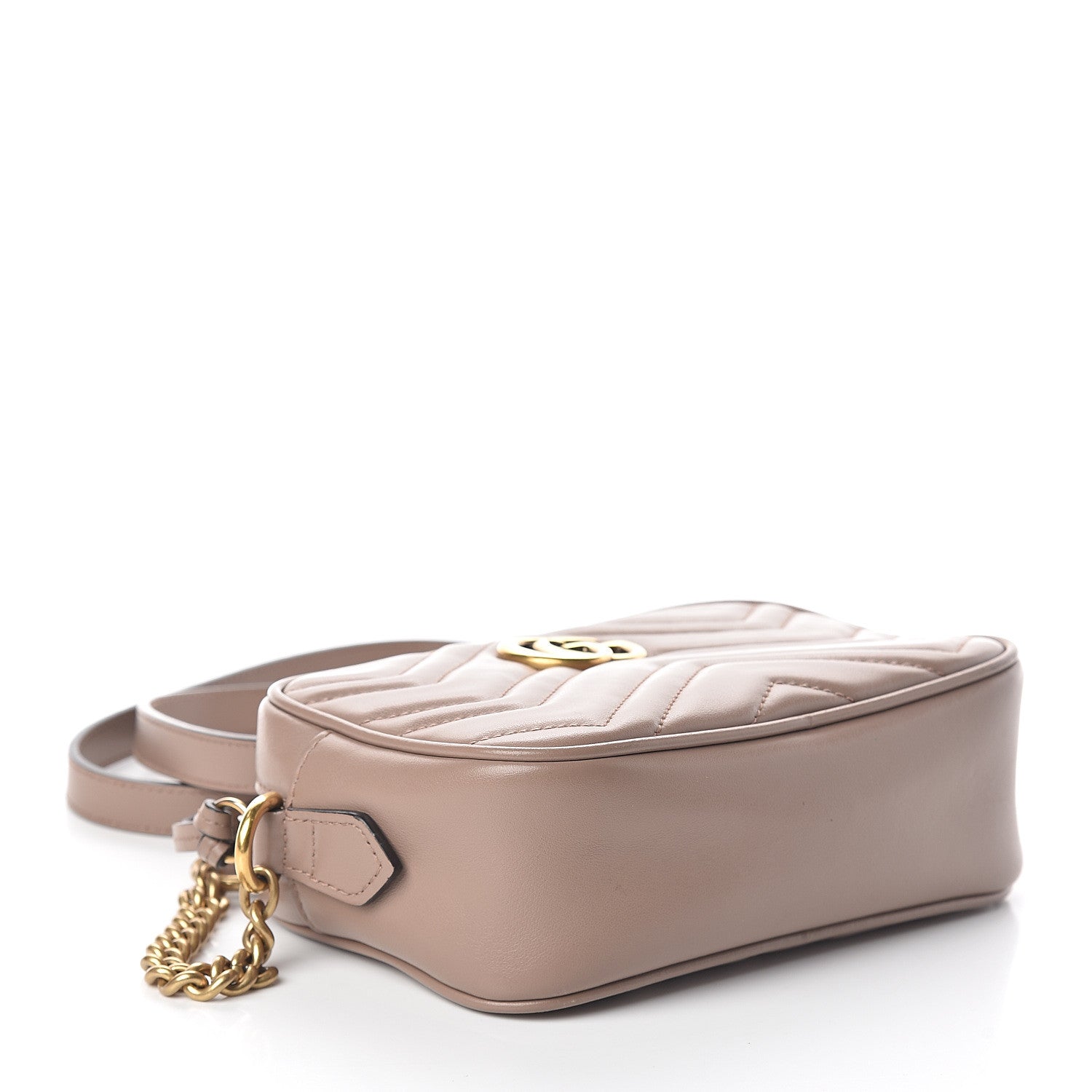 Gucci Calfskin Matelasse Mini GG Marmont Chain Shoulder Bag Porcelain Rose 3 of 8