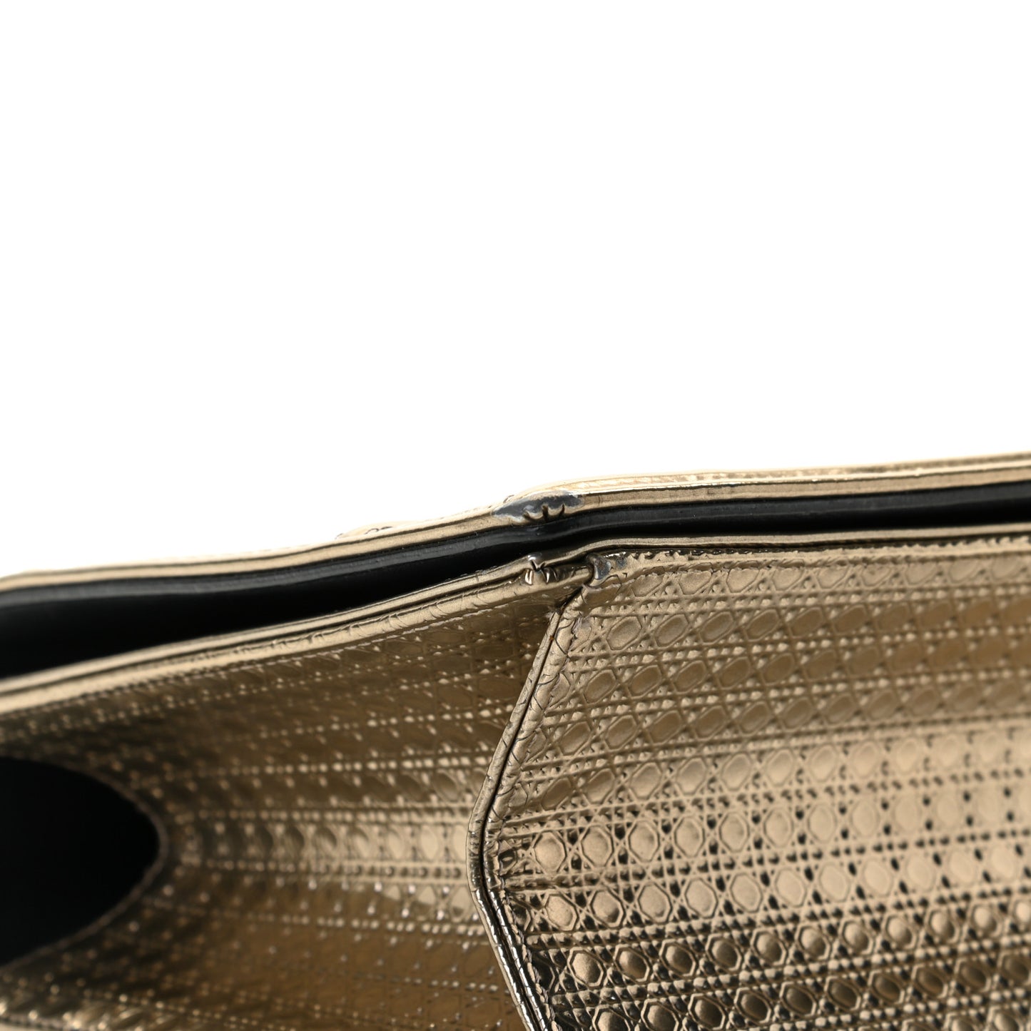 Metallic Patent Micro-Cannage Medium Diorama Flap Bag Gold
