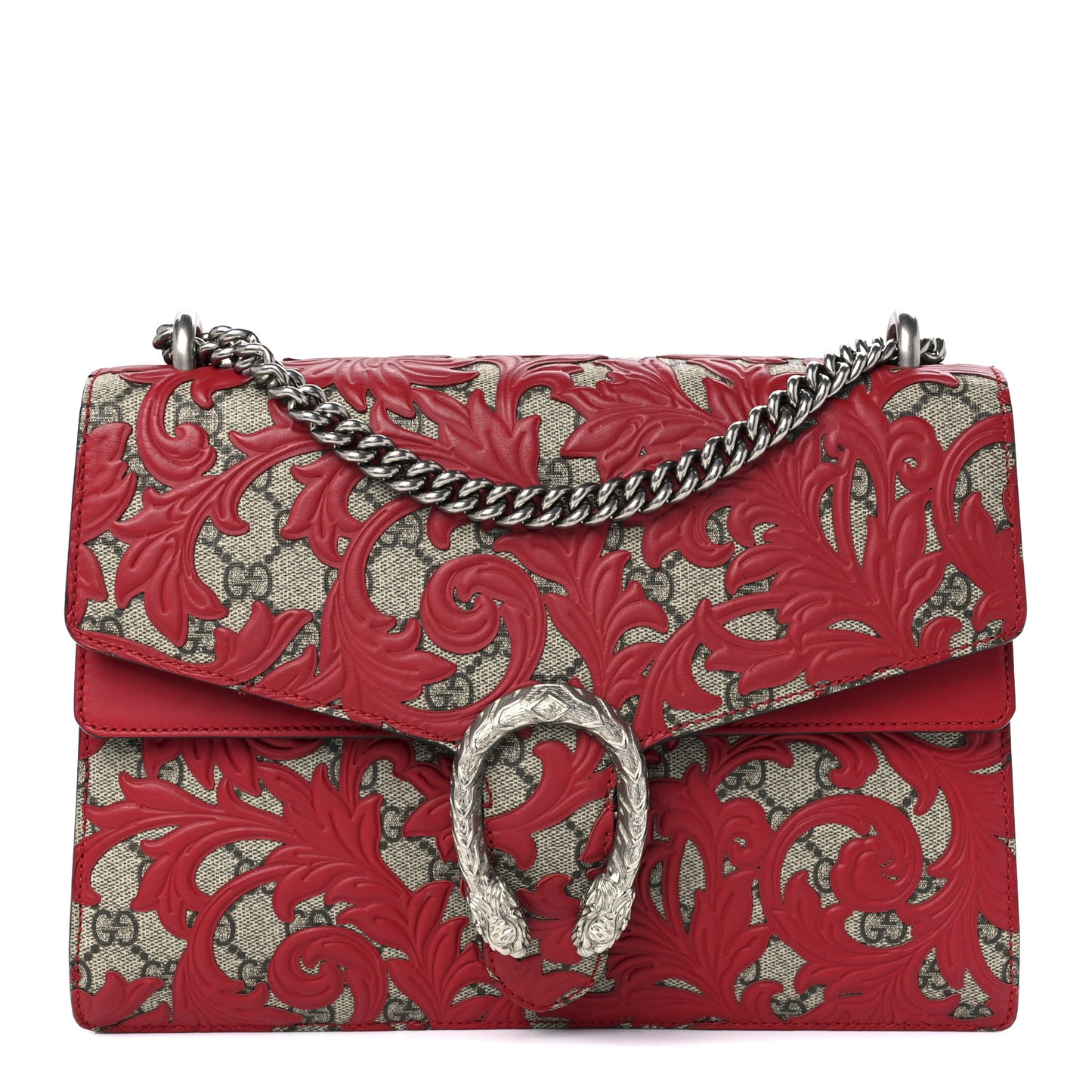 GG Supreme Monogram Arabesque Medium Dionysus Shoulder Bag Hibiscus Red