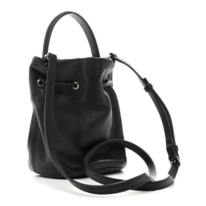 Balenciaga Smooth Calfskin Logo XS Everyday Drawstring Bucket Bag Black 3 of 10