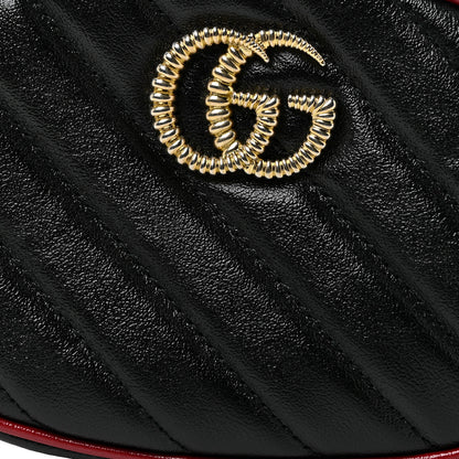 Gucci Azalea Calfskin Matelasse Diagonal Torchon GG Marmont Belt Bag 75 30 Black Romantic Cerise 9 of 12