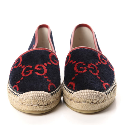 Gucci Terry Cloth GG Monogram Espadrilles 37 Blue Red 2 of 11