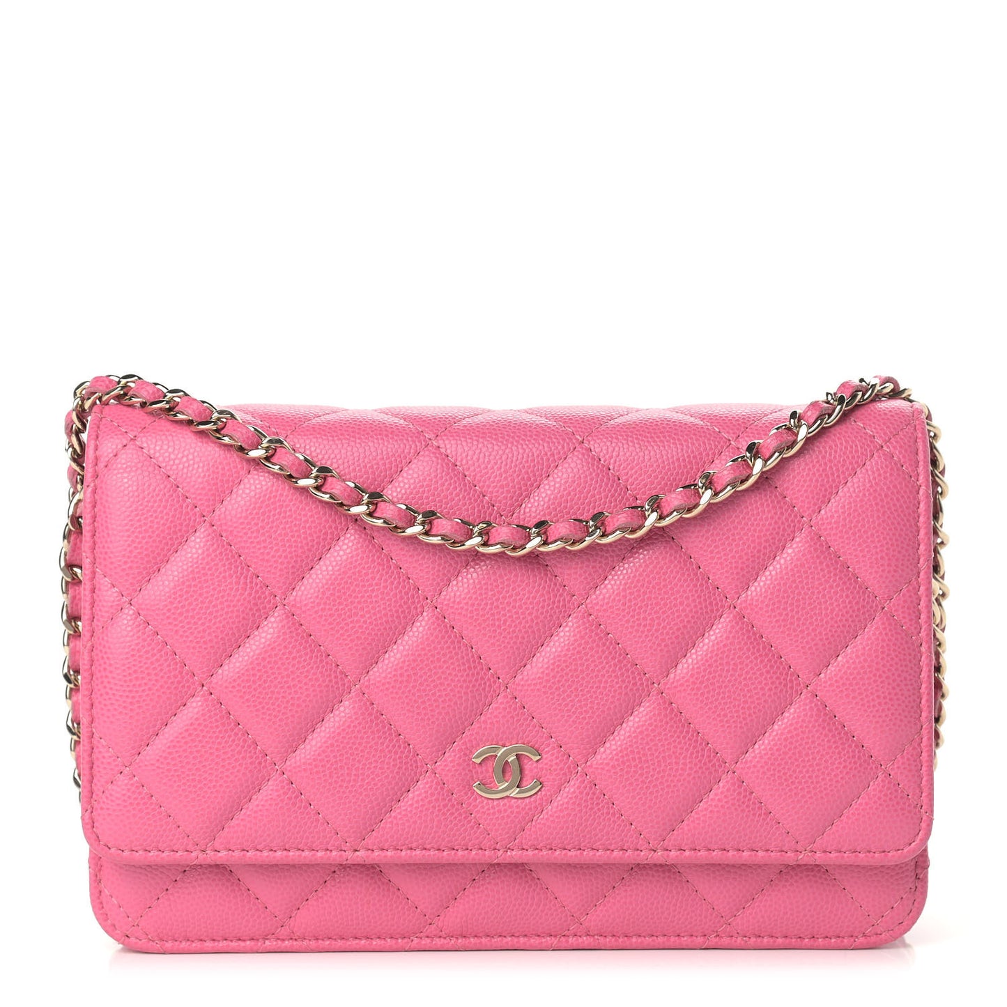 Caviar Quilted Wallet on Chain WOC Pink