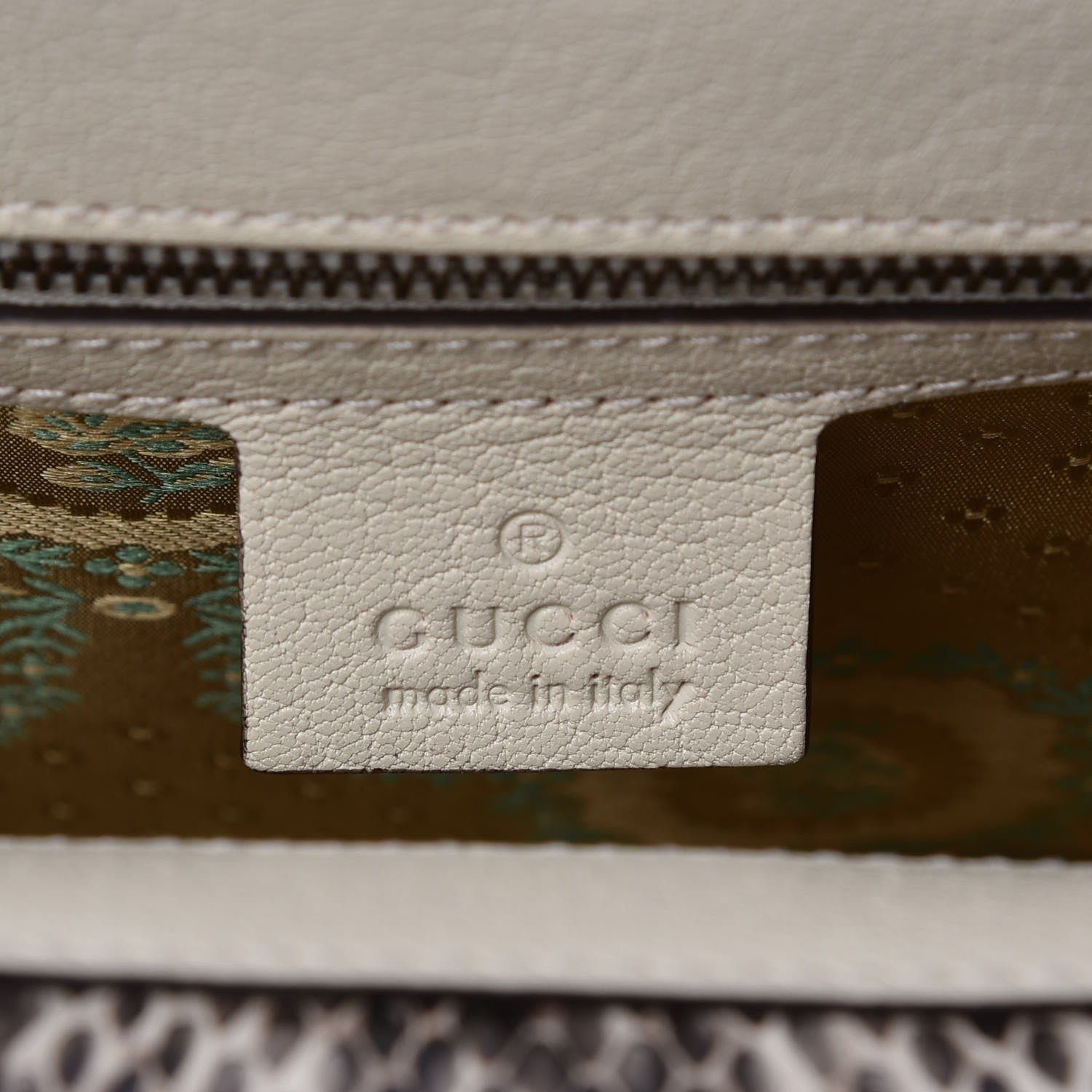 Gucci Calfskin Snakeskin Studded Medium Ottilia Top Handle Bag White 7 of 9