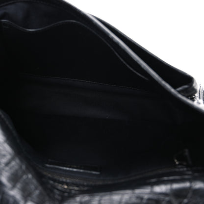Saint Laurent Crocodile Embossed Lambskin Monogram Medium Niki Chain Satchel Black 5 of 11