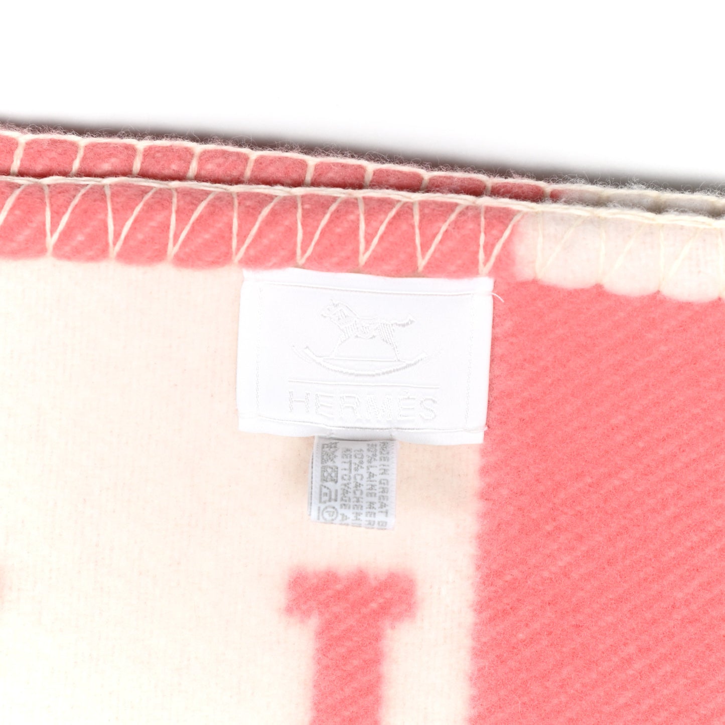 Wool Cashmere Avalon Baby Blanket Rose Airelle White