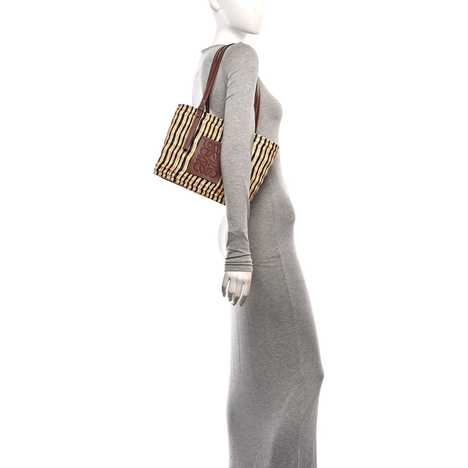 Loewe Raffia Square Small Basket Tote Bag Natural Black Pecan 2 of 10