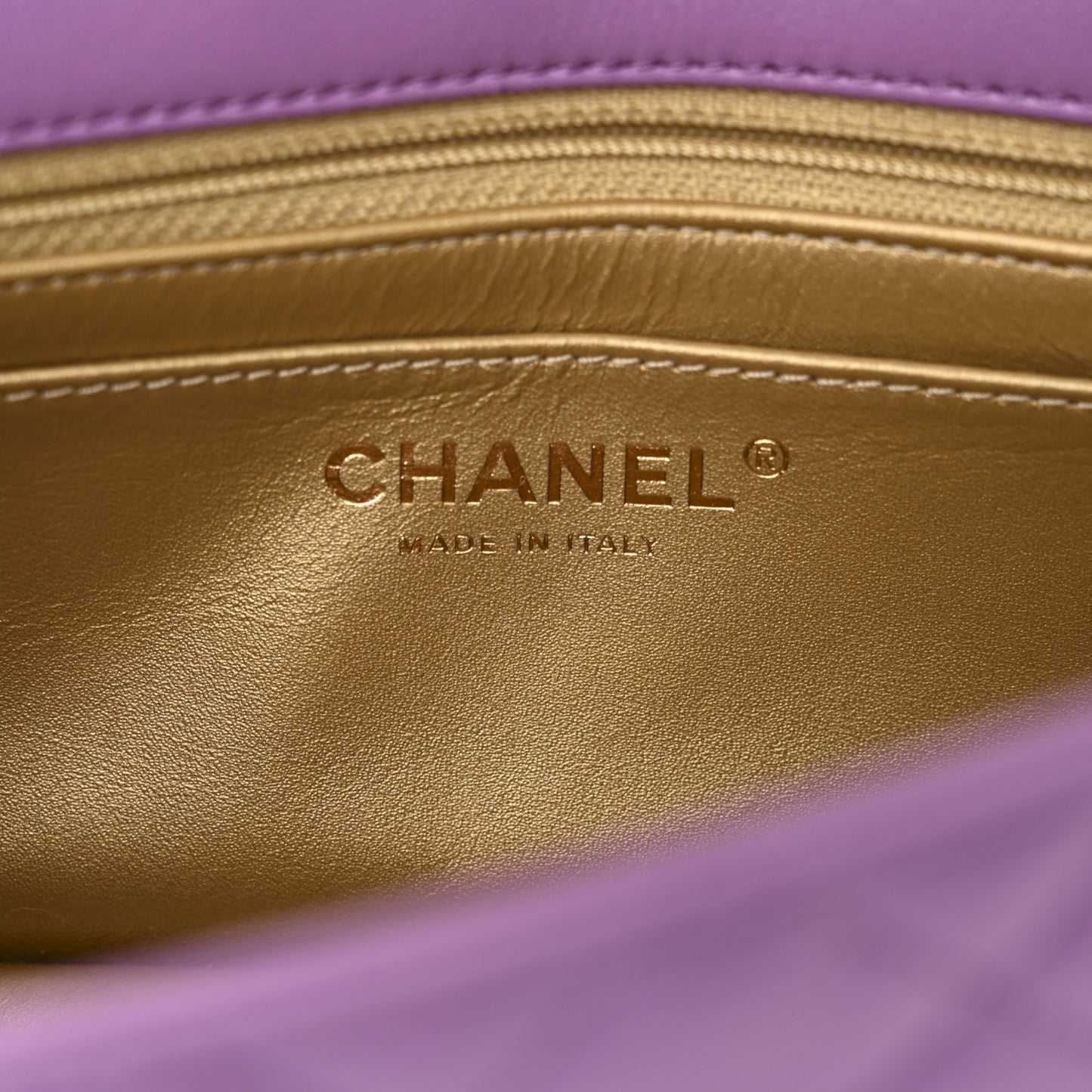 Lambskin Quilted Mini Rectangular Pearl Crush Flap Purple