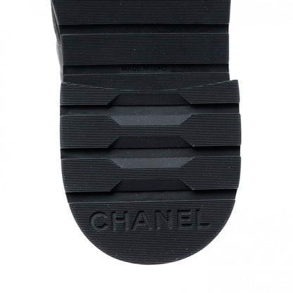 Chanel Shiny Lambskin Quilted Lace Up Combat Boots 35 Grey Black 6 of 10