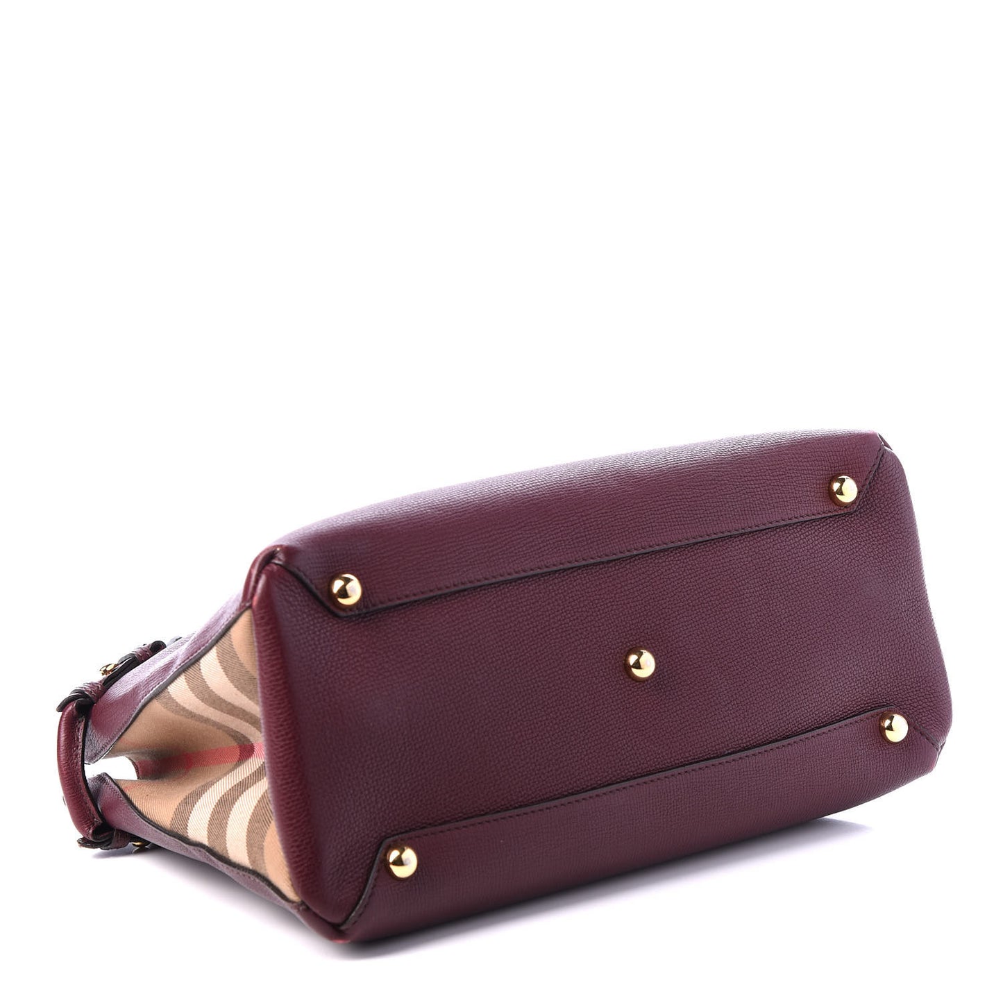 Grainy Calfskin House Check Medium Banner Tote Elderberry