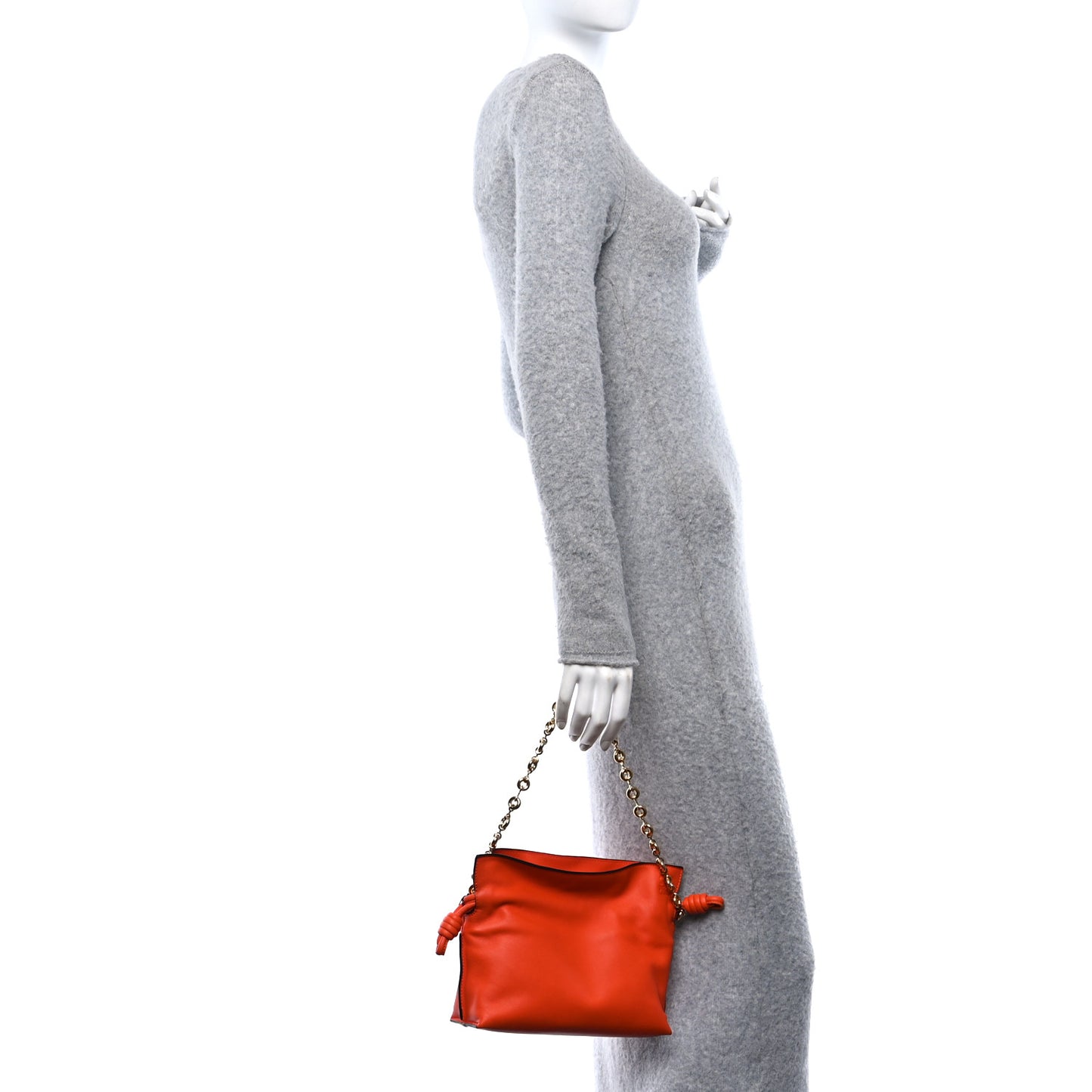 Nappa Calfskin Mini Flamenco Knot Clutch With Chain Orange