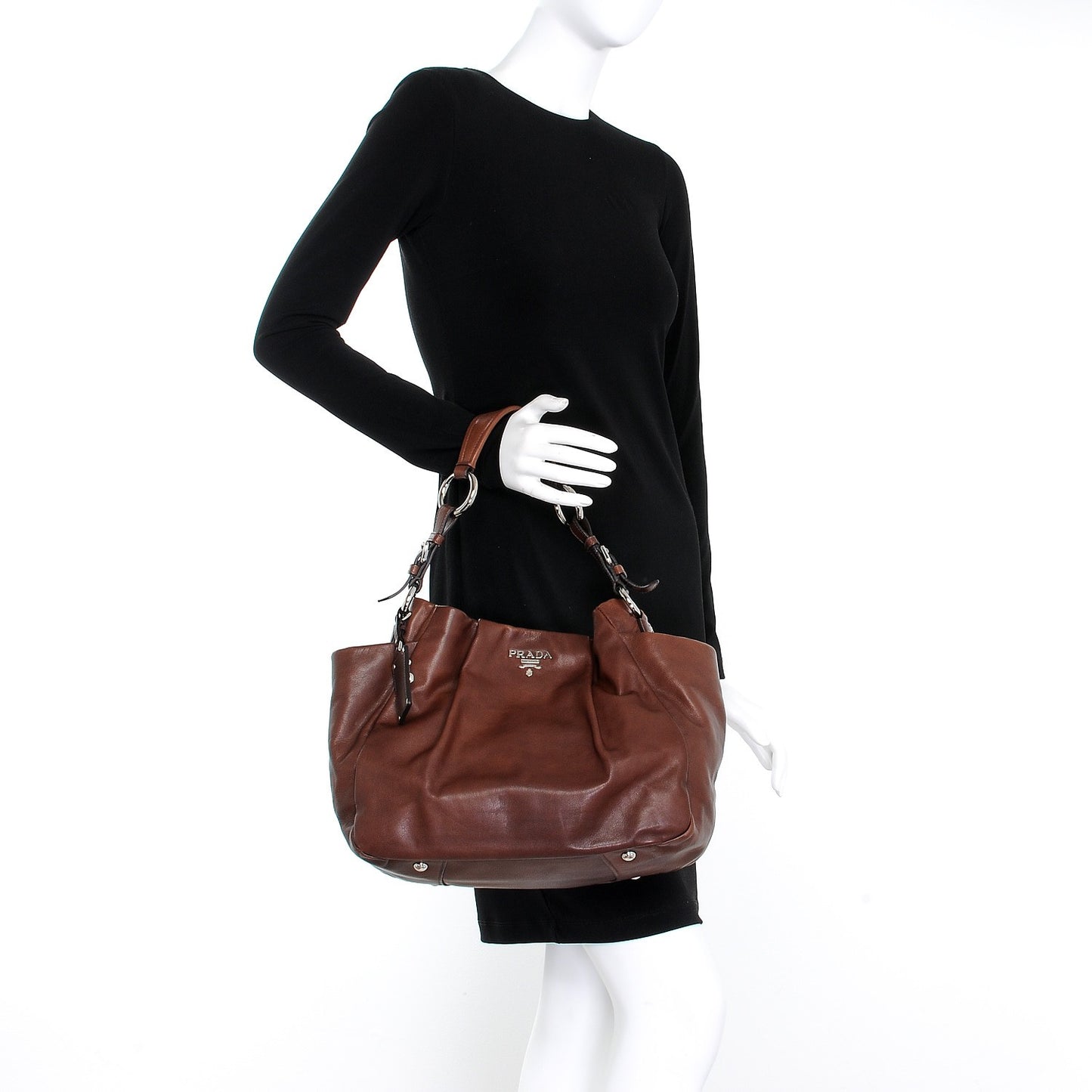 Soft Calf Pleated Hobo Nocciolo