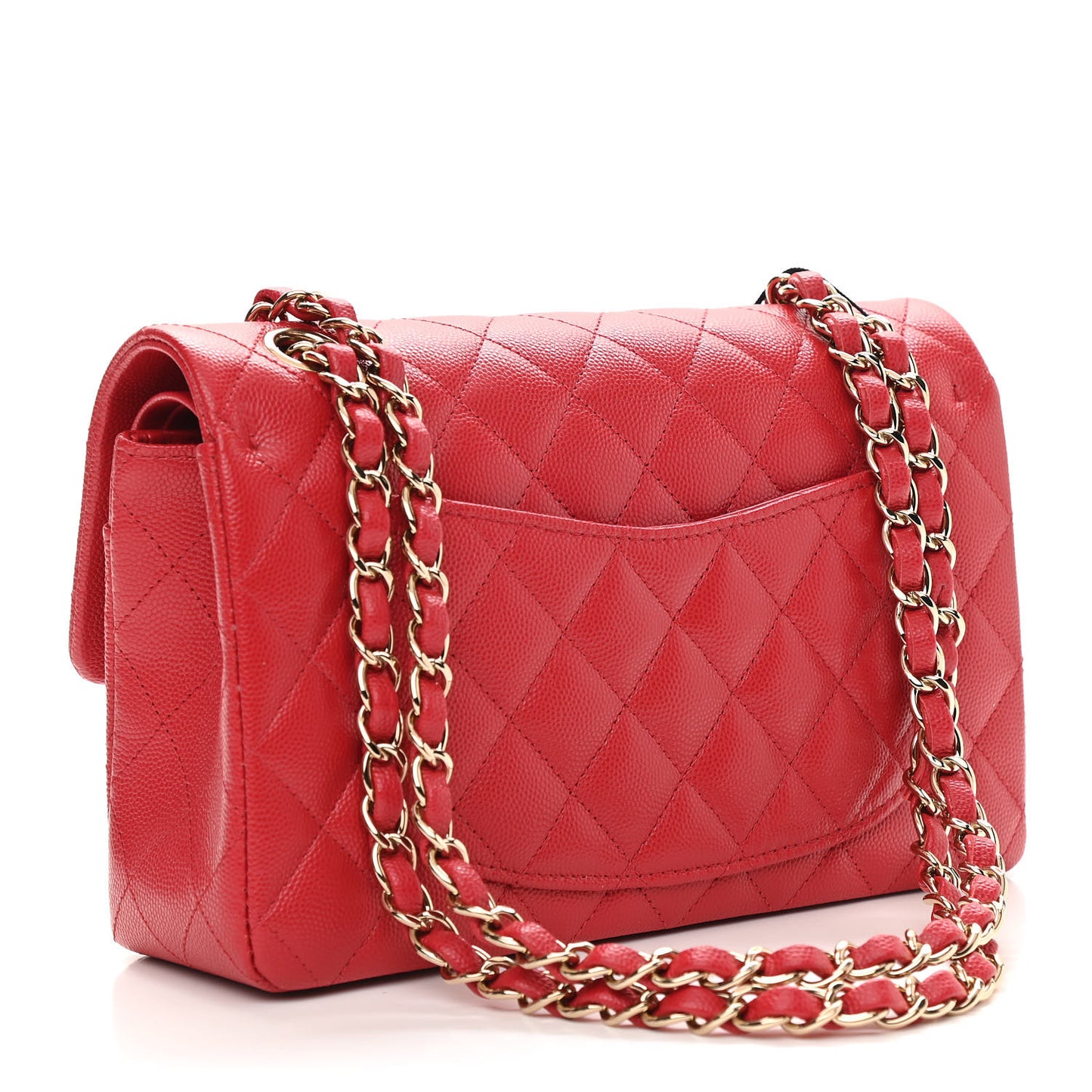 Caviar Quilted Small Double Flap Red