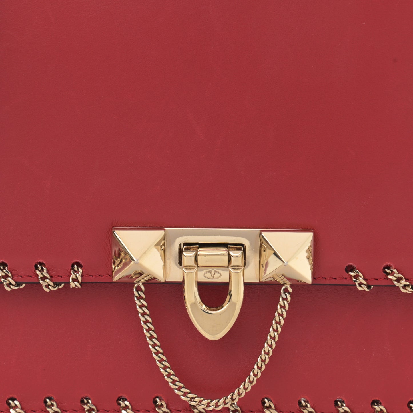 Vitello Groumette Small Rockstud Demilune Shoulder Bag Rosso Valentino
