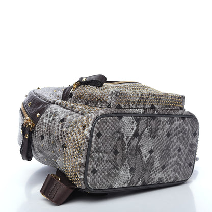 MCM Visetos Snakeskin Printed Studded Small Stark Backpack Light Grey 3 of 9