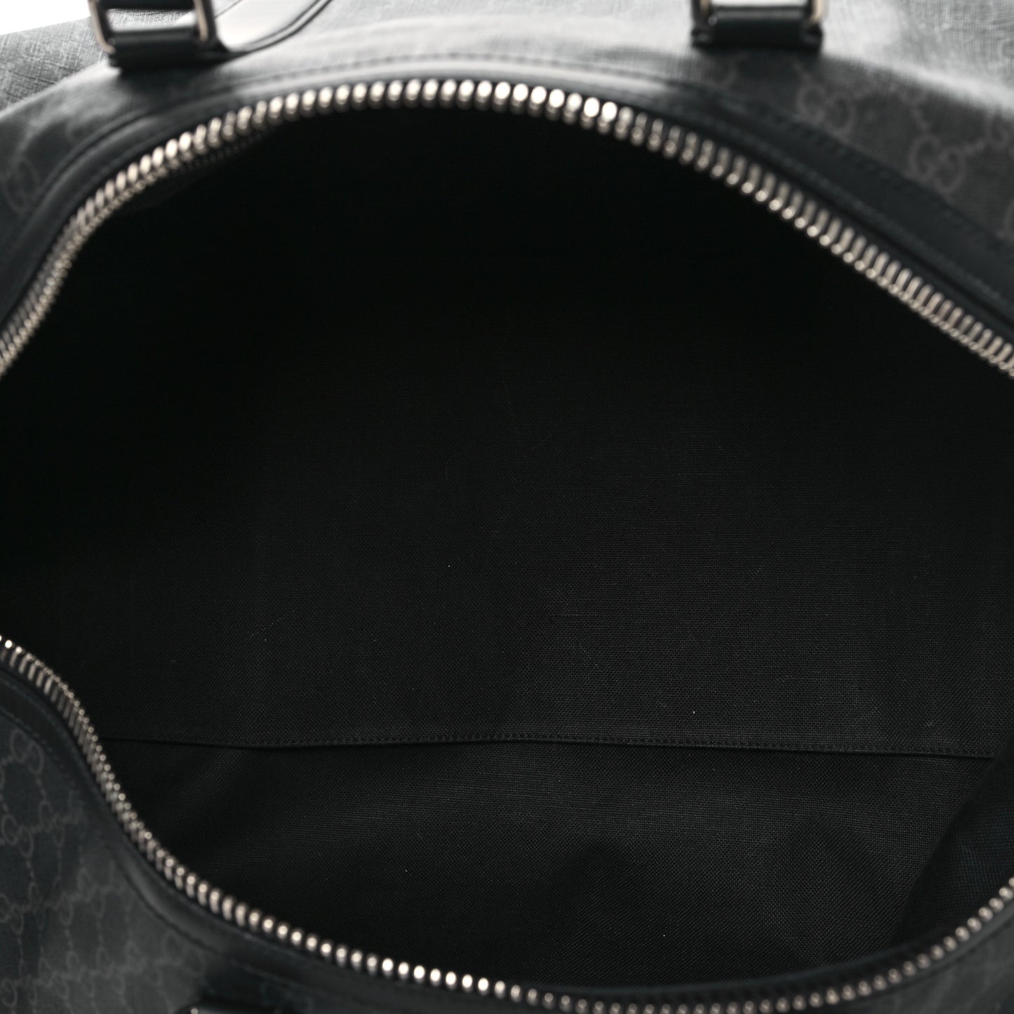 Soft GG Supreme Monogram Appia Calfskin Web Large Carry On Duffle Bag Black Grey