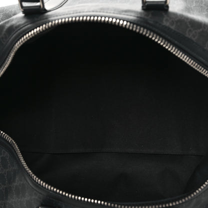 Gucci Soft GG Supreme Monogram Appia Calfskin Web Large Carry On Duffle Bag Black Grey 4 of 11