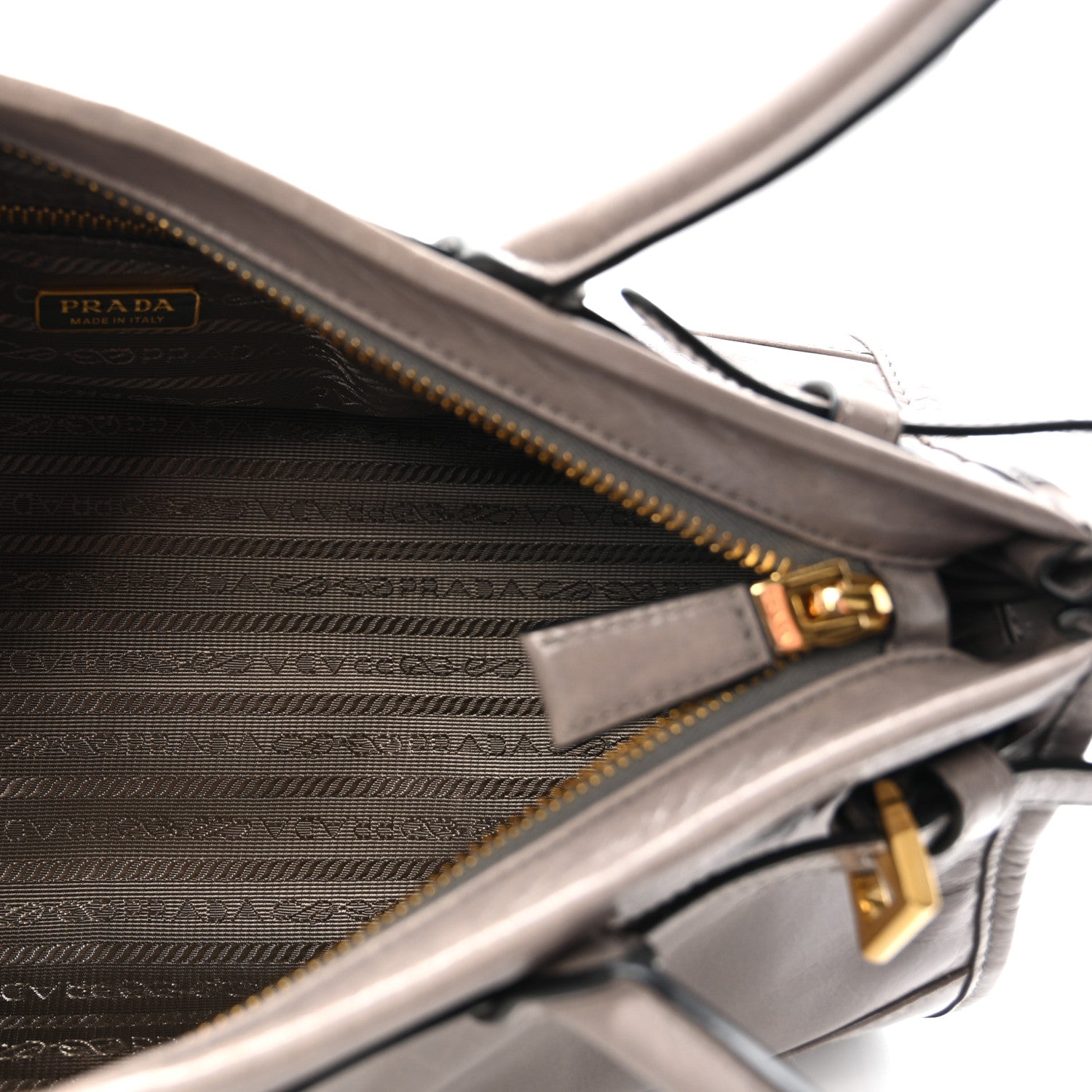 Prada Glossy Calfskin Triangle Medium Bonnie Shoulder Bag Peltro 5 of 9