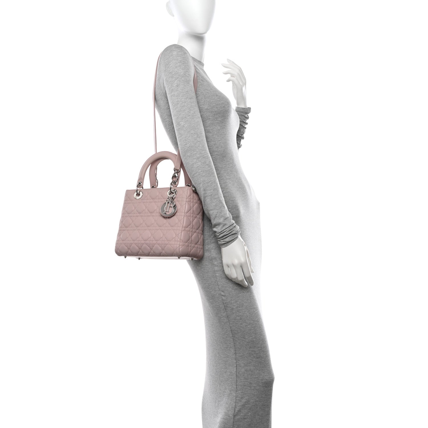 Christian Dior Lambskin Cannage Medium Lady Dior Light Pink 2 of 10